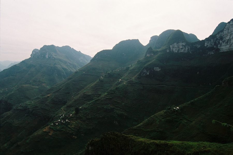 The mountain road at Ma Pi Leng Pass, Ha Giang, Vietnam