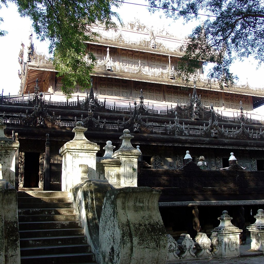 Carved teak Shwenandaw Monastery in Mandalay