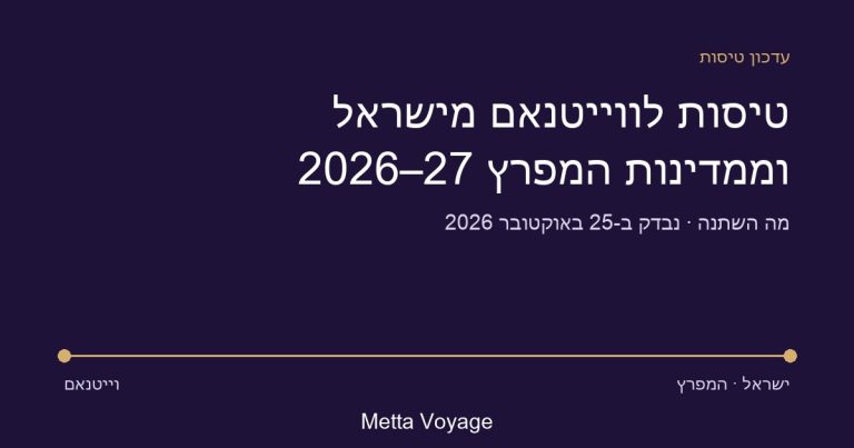 עדכון טיסות לווייטנאם מישראל וממדינות המפרץ 2026-27