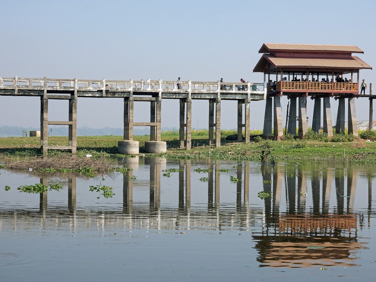 U Bein teak bridge at Amarapura near Mandalay