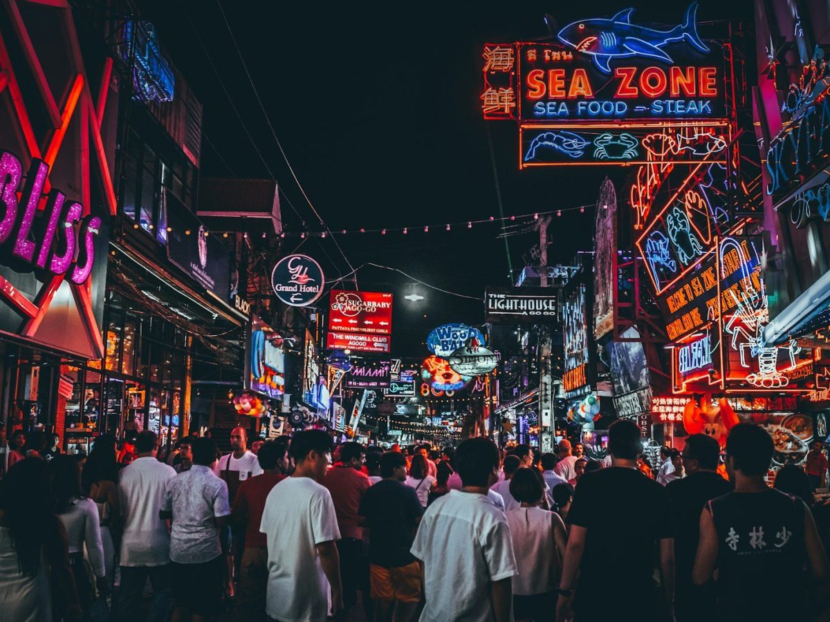 people gathering in Time Square, New York