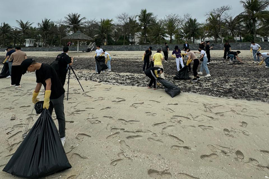 Coastal Cleanup in Ha Long Bay during our Sustainability Policy Implementation