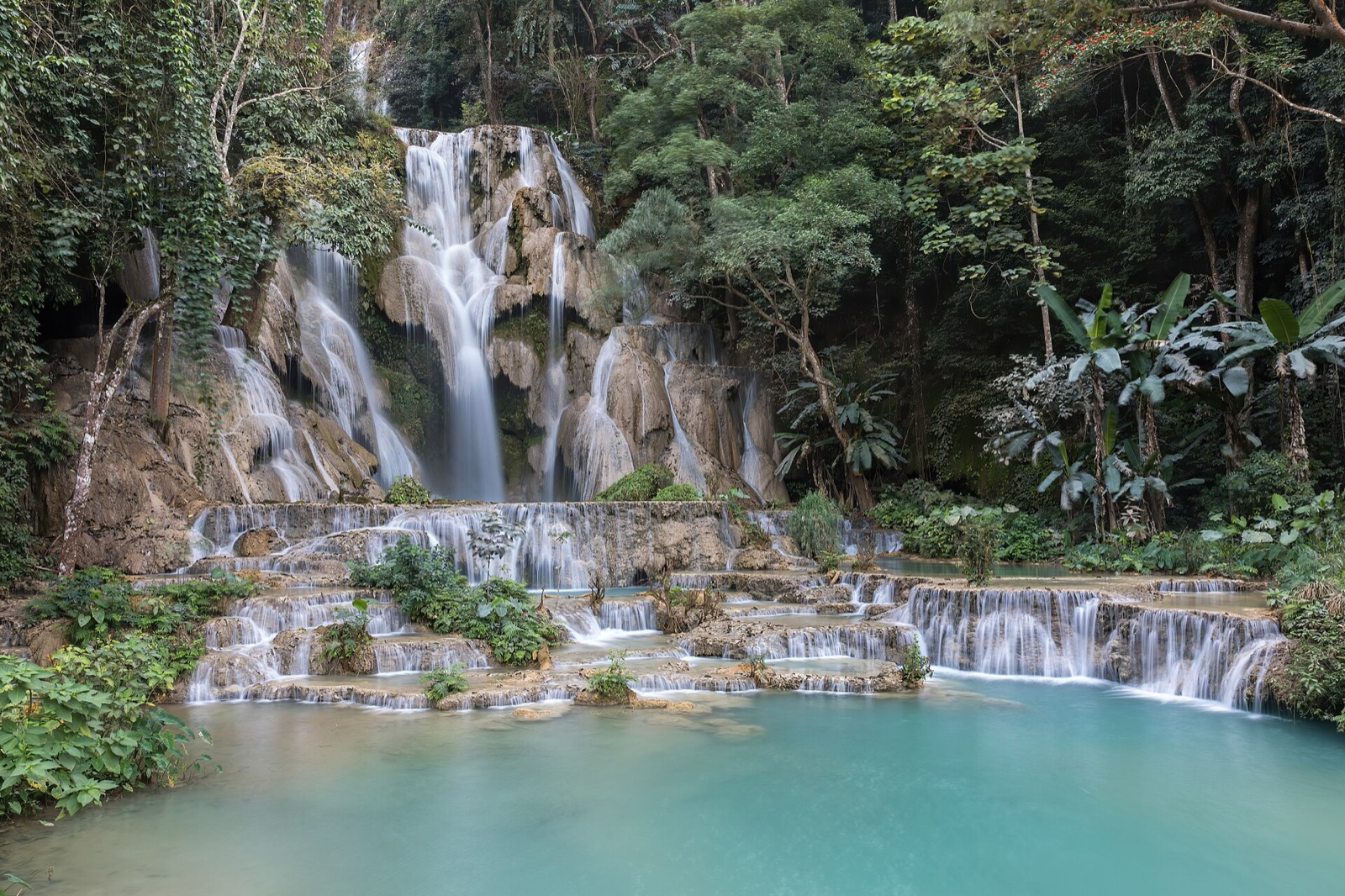 Kuang Si Falls and its turquoise pools near Luang Prabang, Laos
