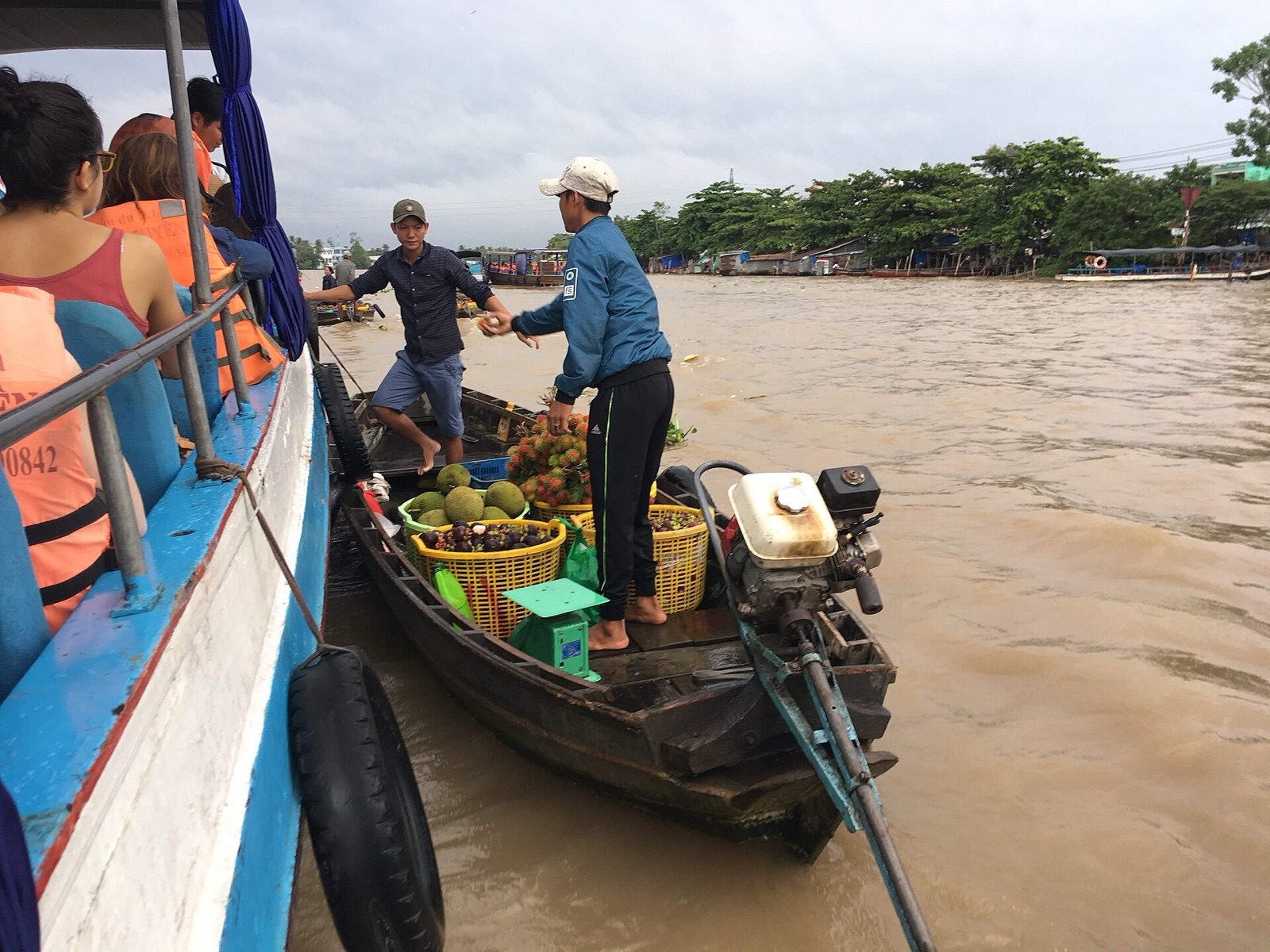 Boats at the Cai Rang floating market near Can Tho, Mekong Delta