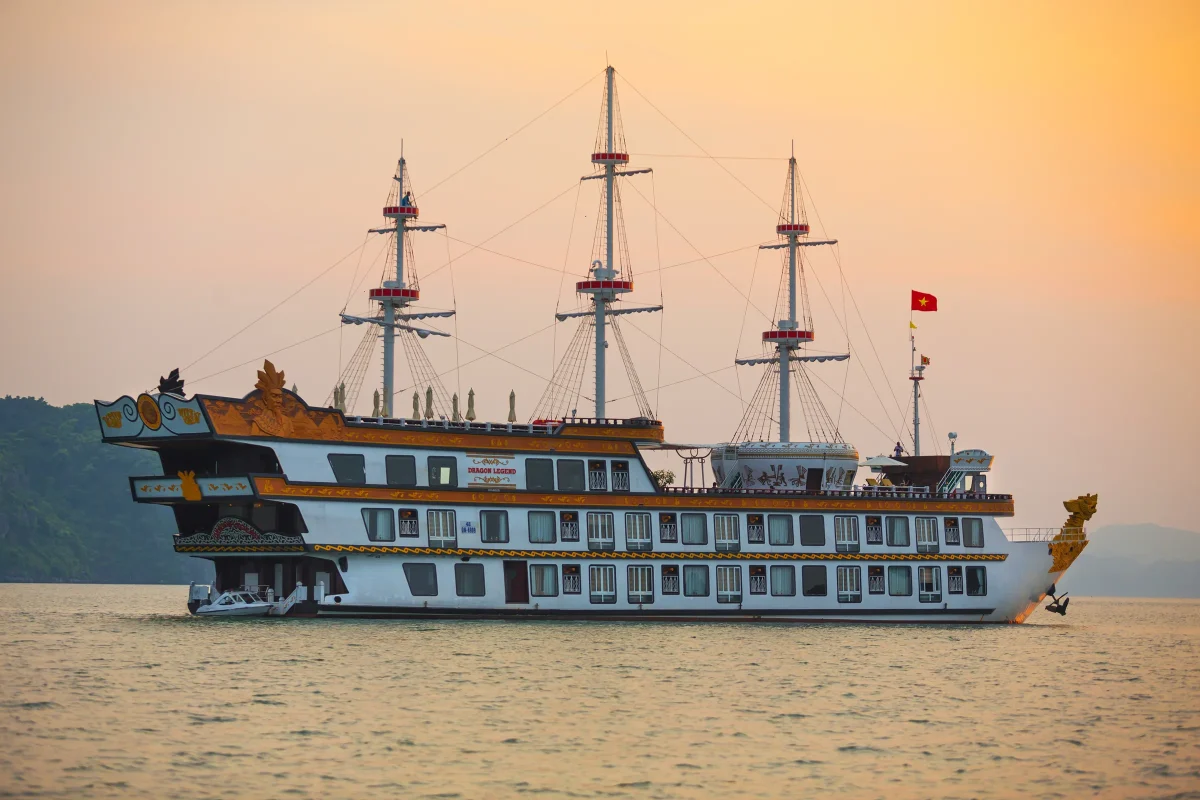 Dragon Legend cruise ship at sunset