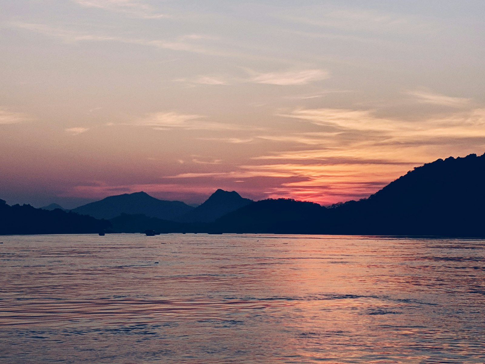Sunset over the Mekong River in Laos